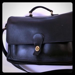 Coach navy blue leather briefcase satchel …
